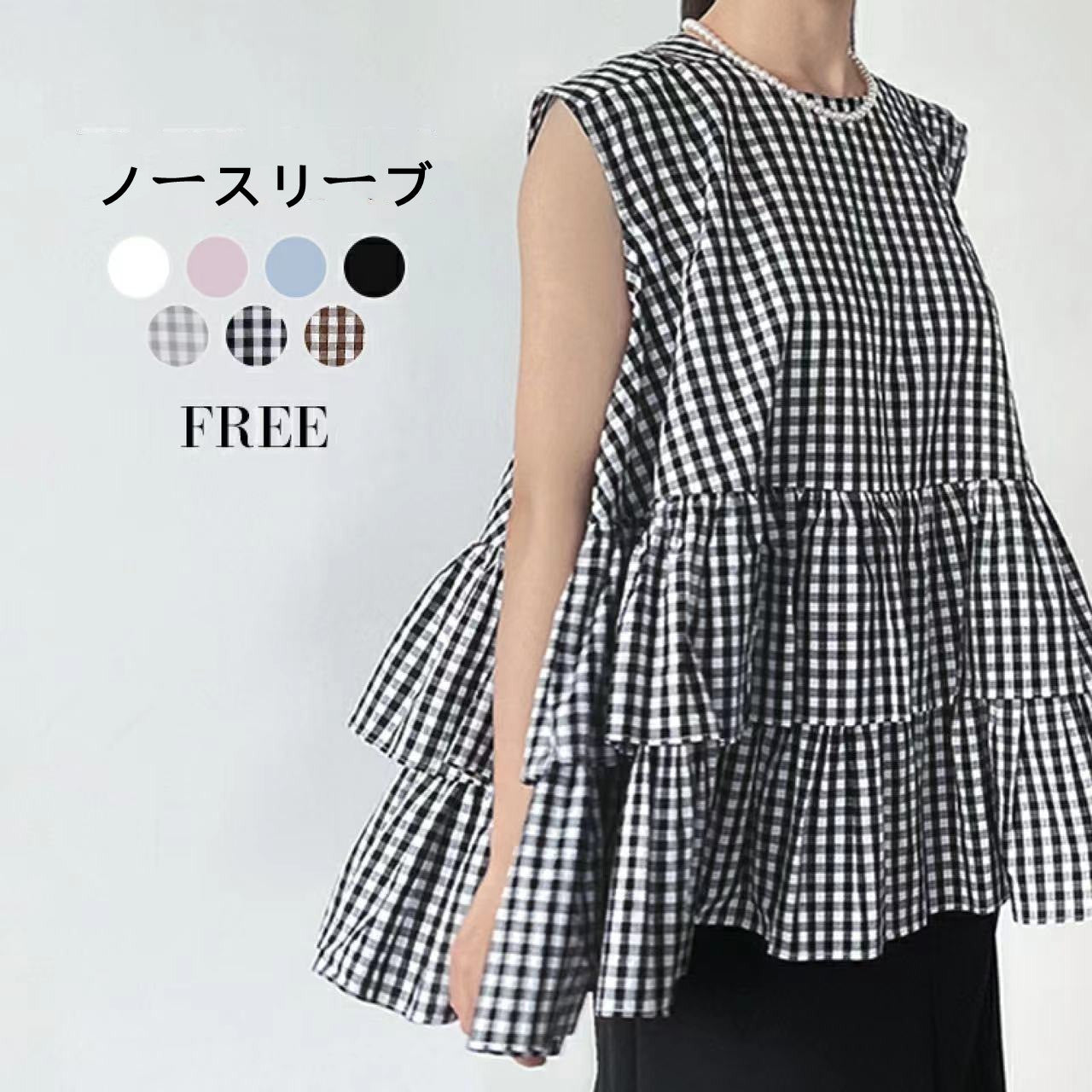 【Tops】7色ノースリーブシャツ　Ｗ11870