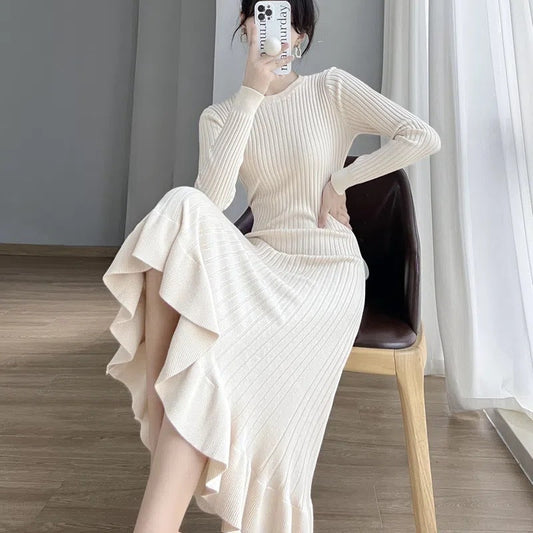 【Dress】Aライン無地フィッシュテールワンピース　Z-6215