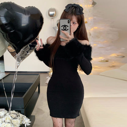 【Dress】クリスマスフェイクファーワンピース 　Ｗ14671