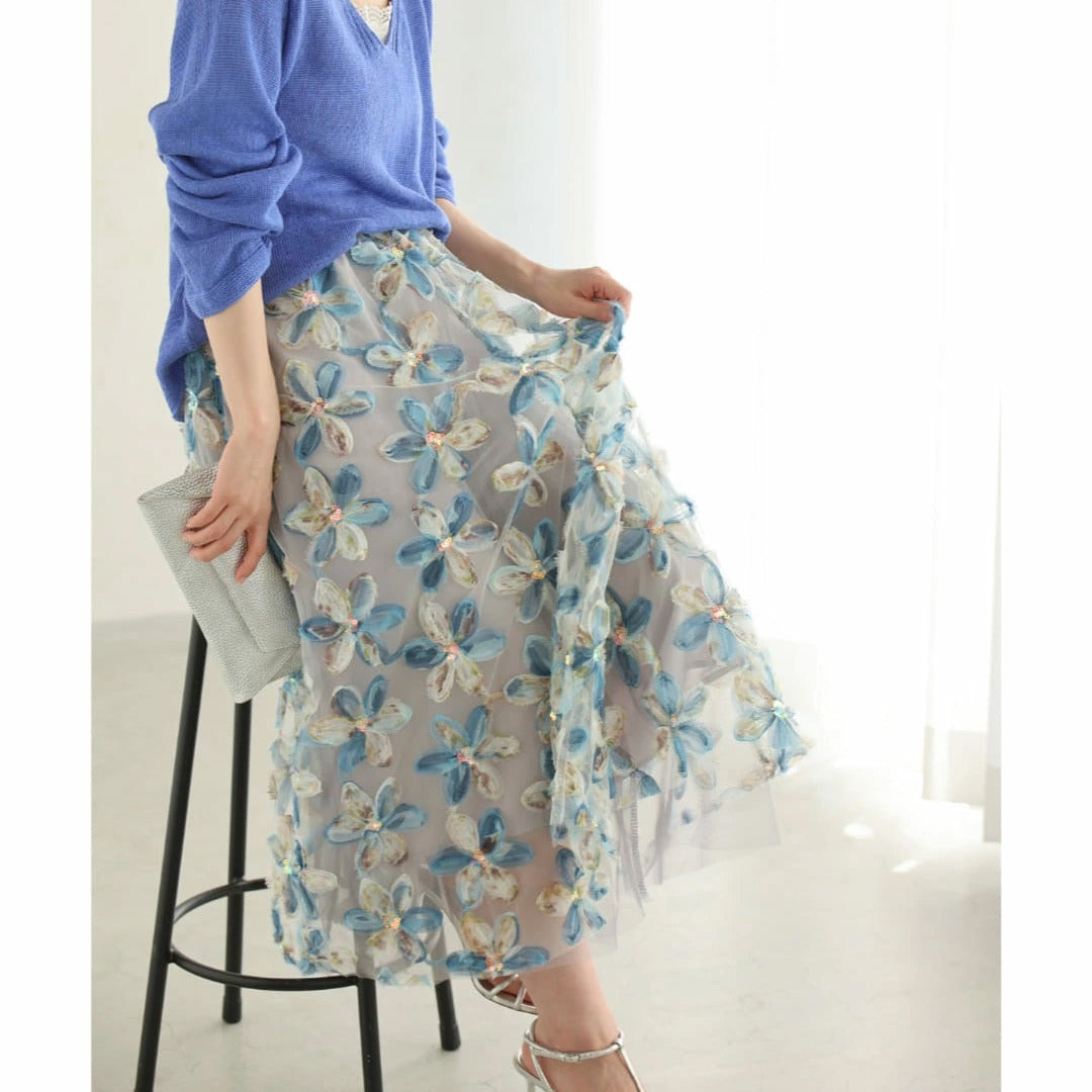 【Bottoms】展開花柄スカート T01678