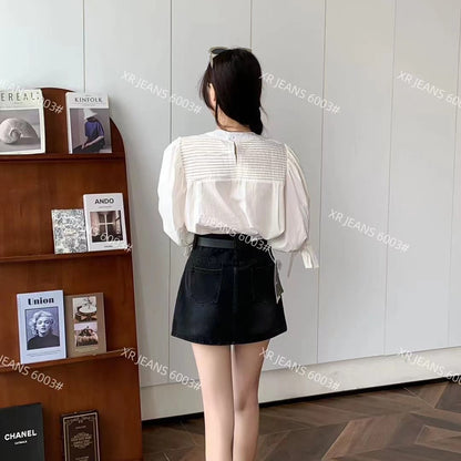 【Bottoms】2色展開デニムスカート   W14319
