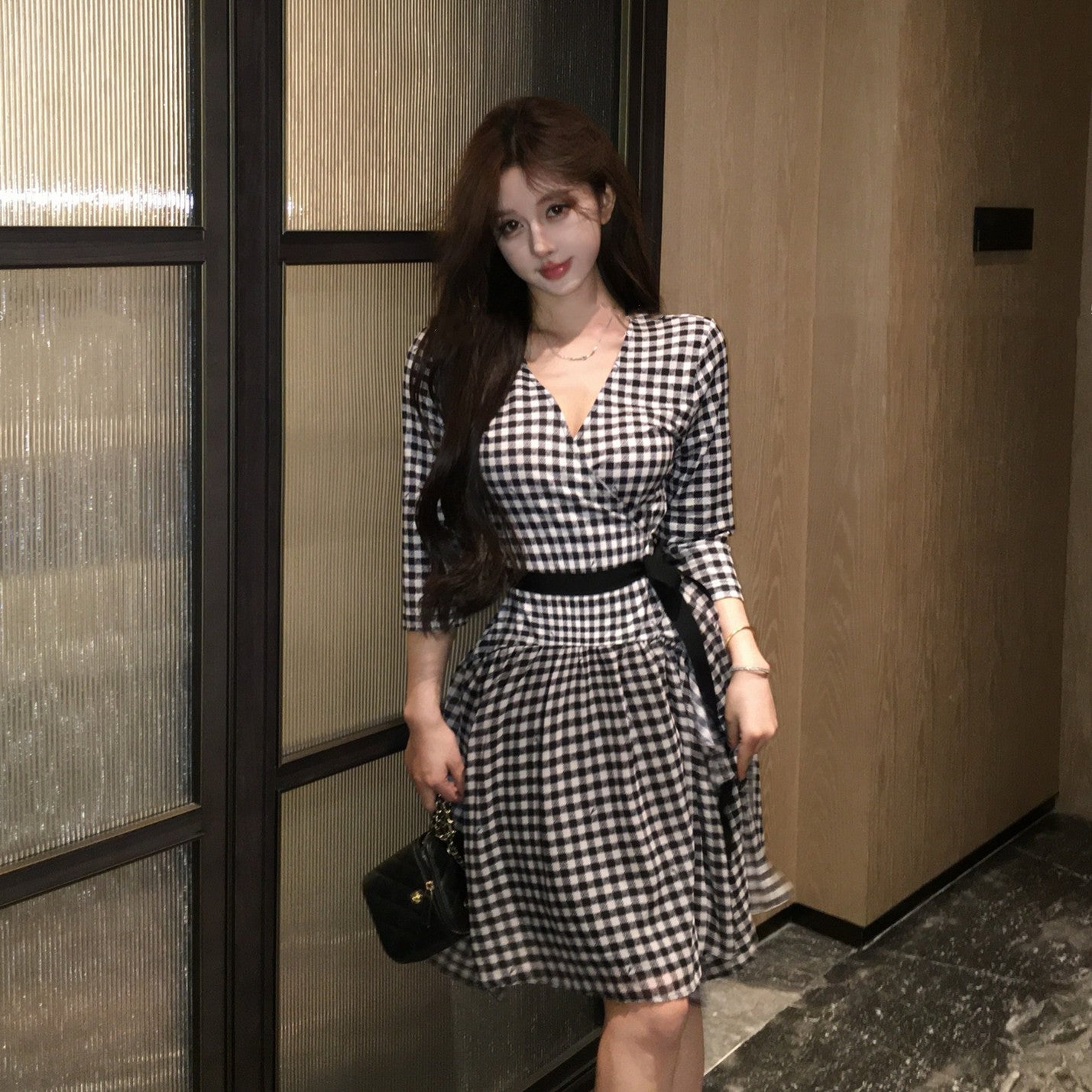 【Dress】チェック柄デートワンピース 　W14670