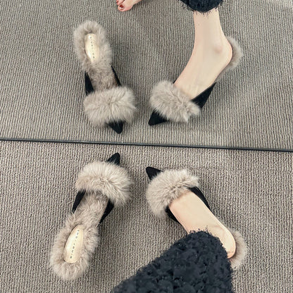 【Shoes】ハイヒール秋冬ファースリッパ　Z7817