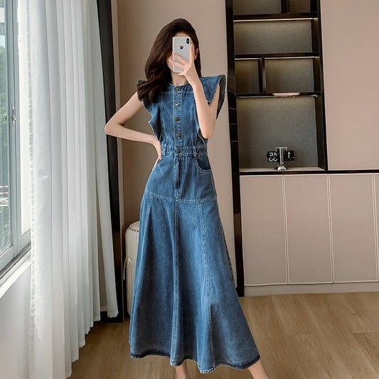 【Dress】フリルデニムワンピース 　Ｗ11816