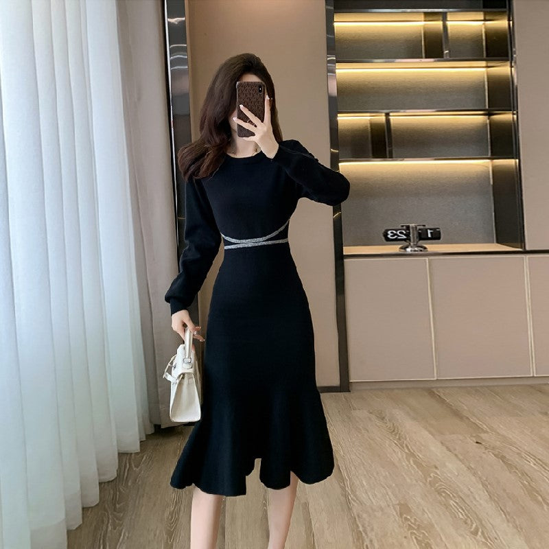 【Dress】マーメイドワンピース黒　Z7834