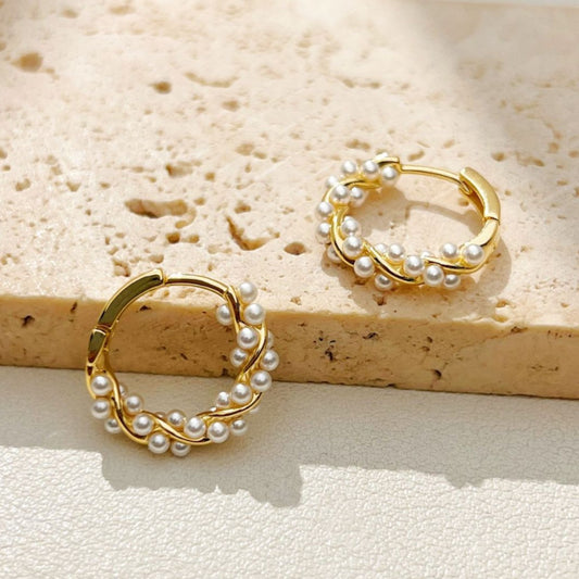 【雑貨】真珠丸型フープピアス T01747