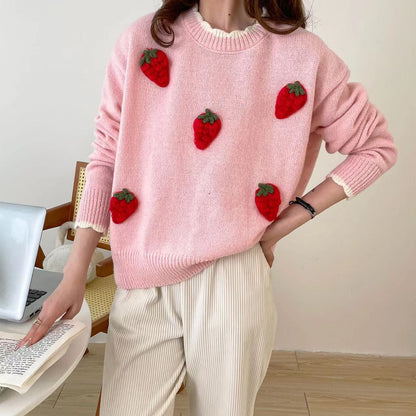 【Tops】立体🍓イチゴニットセーター　Z7714