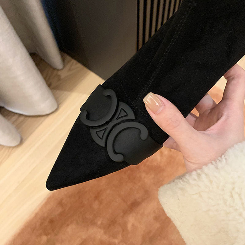 【Shoes】ハイヒール黒ブーツ　Z7821