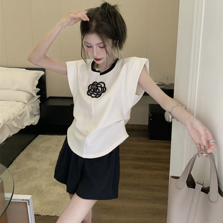 【Tops】不規則ネックラインTシャツ T01461