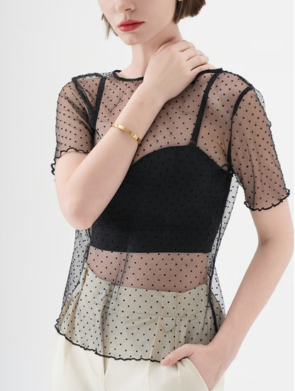 【Tops】メッシュTシャツアウターブラウス T01652