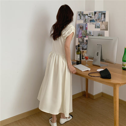 【Dress】アシンメトリープリーツVネックドレス T01617