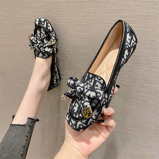【Shoes】2色展開フラットシューズ　Ｗ-10043