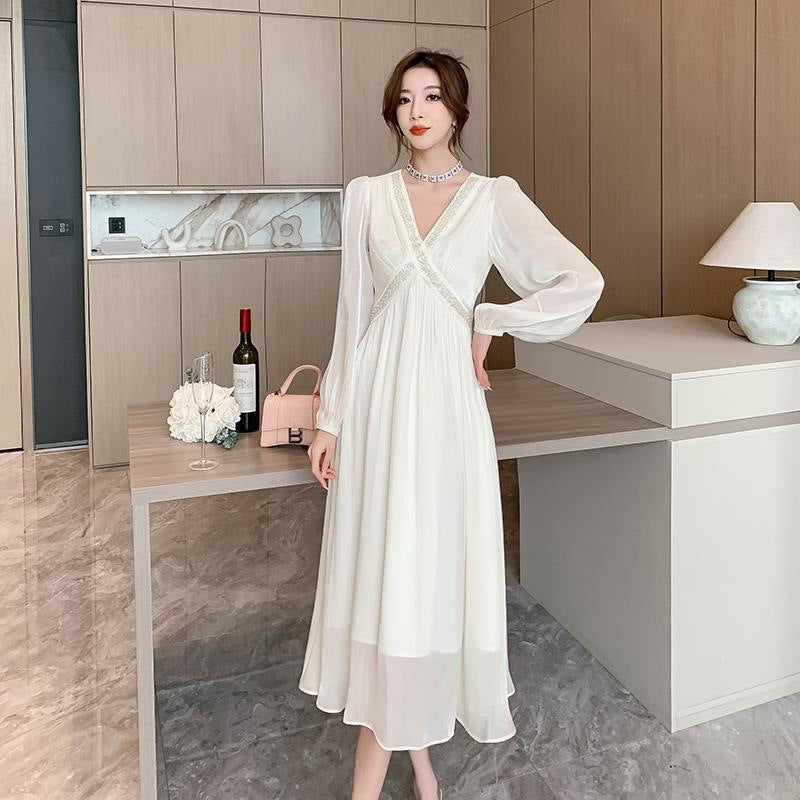 【Dress】キラキラVネックワンピース T01612