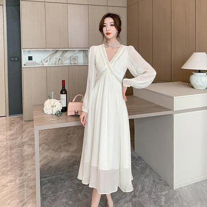 【Dress】キラキラVネックワンピース T01612