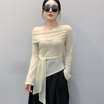 【Tops】オフショルダーTシャツ T01666
