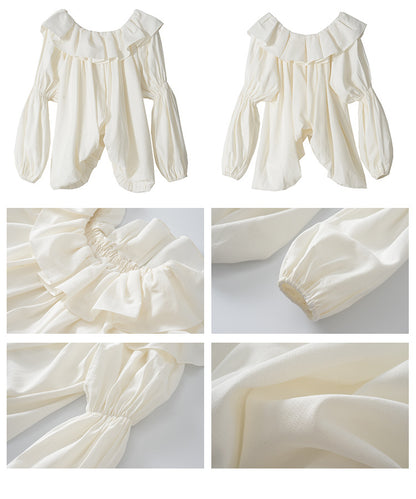 【Tops】オフショルダーフリルシャツ T01850
