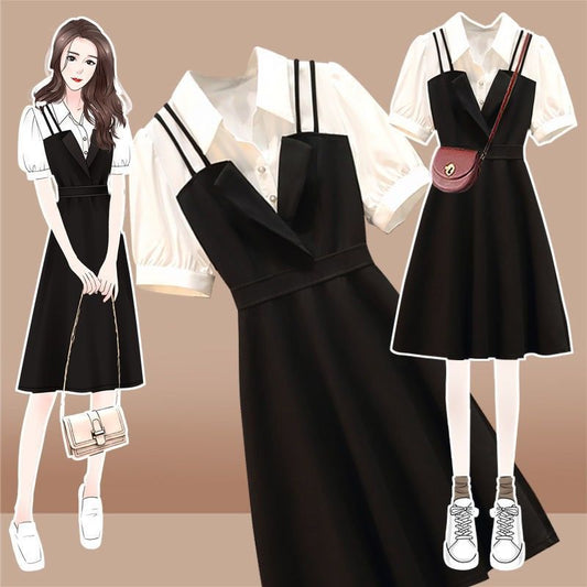 【Dress】美感いっぱい～人気フェイクレイヤード風ウエスト絞りデートワンピース 　Ｗ-0690