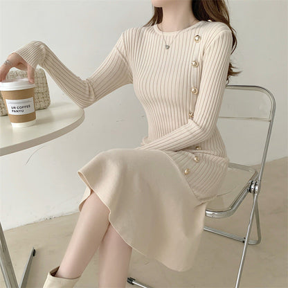 【Dress】春秋ニットフォーマルワンピース   W8031