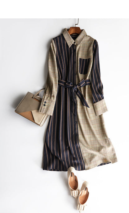 【Dress】切り替えデザインシャツワンピース     W8628