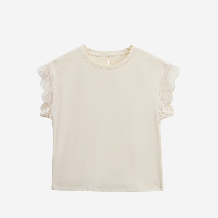 【Tops】レーススリーブTシャツ T01653