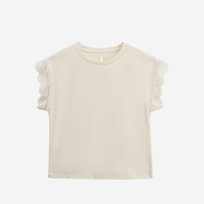 【Tops】レーススリーブTシャツ T01653