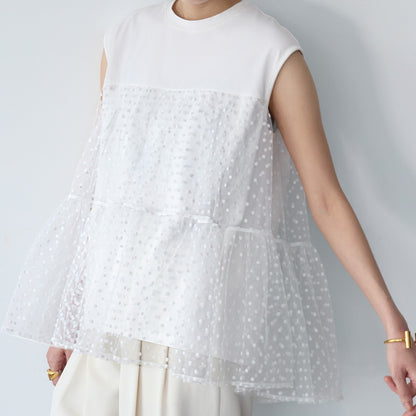 【Tops】スプライスメッシュTシャツ T01672