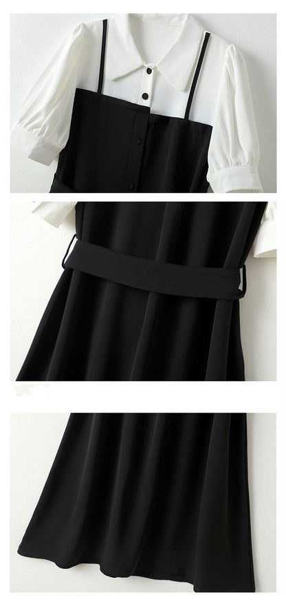 【Dress】フェイクレイヤードワンピース    W11129