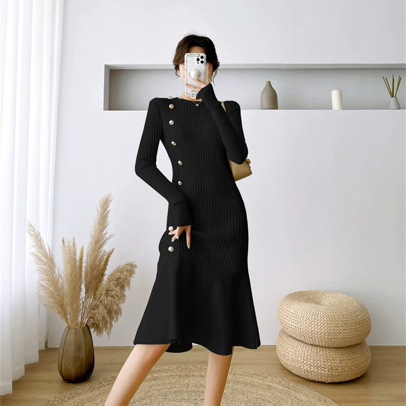 【Dress】春秋ニットフォーマルワンピース   W8031