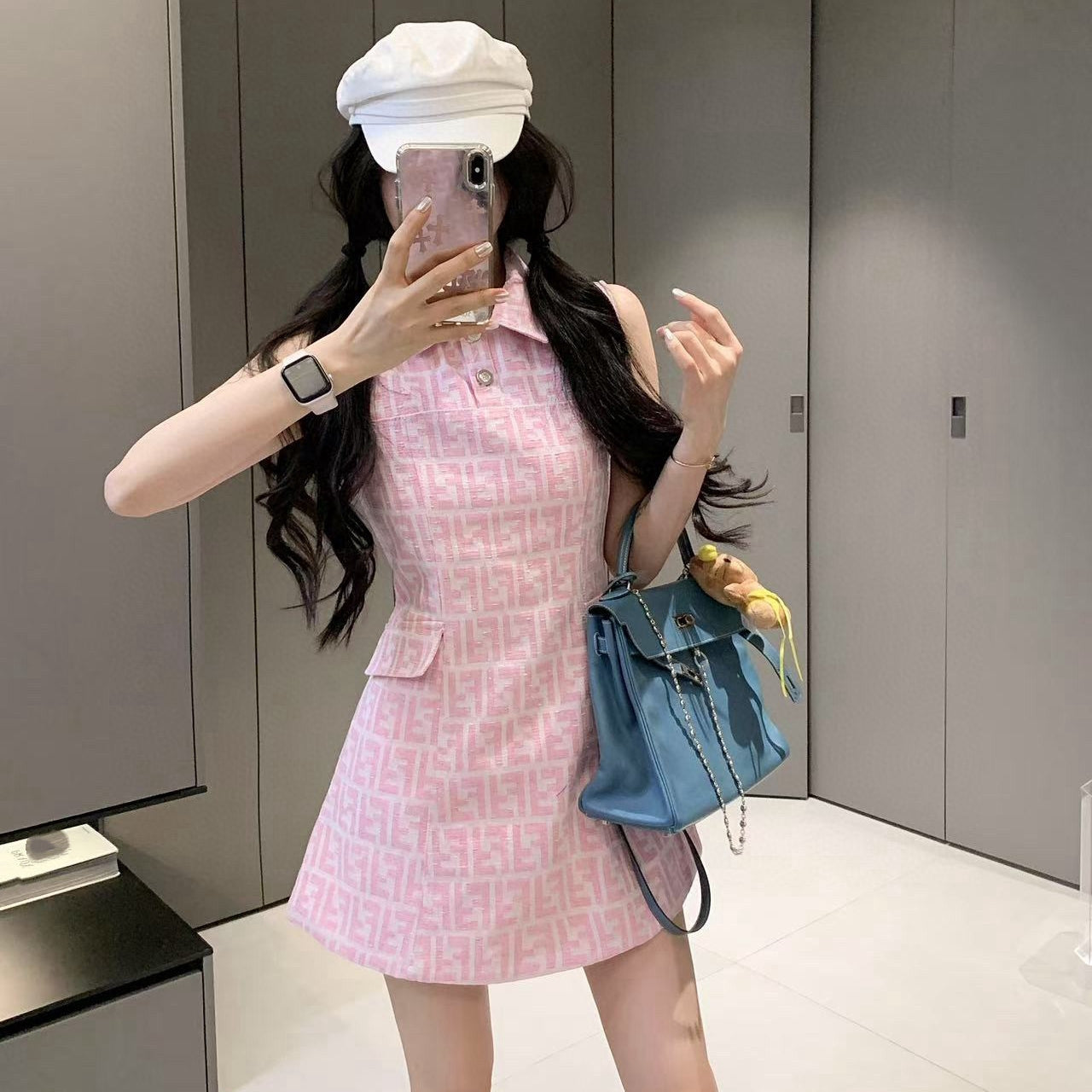 【Dress】春夏新作ノースリーブジャガードワンピース T01531
