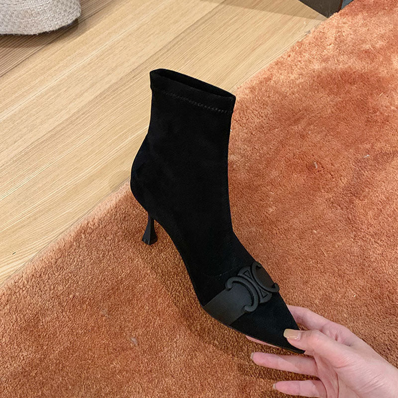 【Shoes】ハイヒール黒ブーツ　Z7821