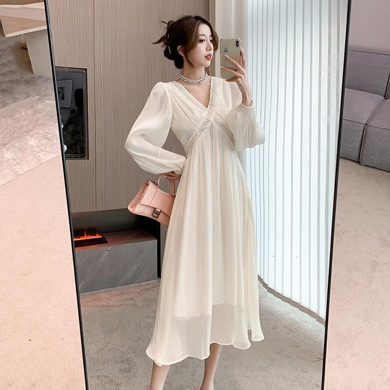 【Dress】キラキラVネックワンピース T01612