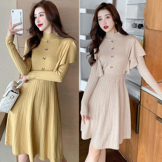 【Dress】フレア春秋ニットワンピース　　Z-5910