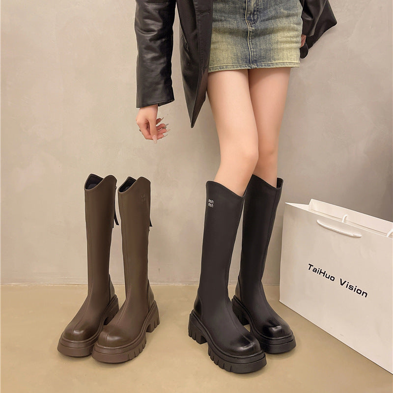 【Shoes】秋冬厚手ロングブーツ 　W14689