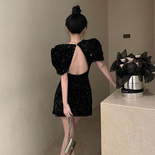 【Dress】back透かし彫りワンピース　Ｗ11858