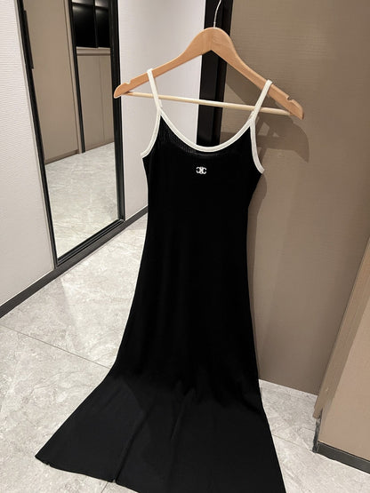 【Dress】サスペンダーアイスシルクニットドレス T01532