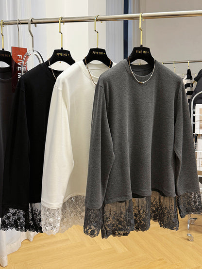 【Tops】レース切り替えTシャツ T01364