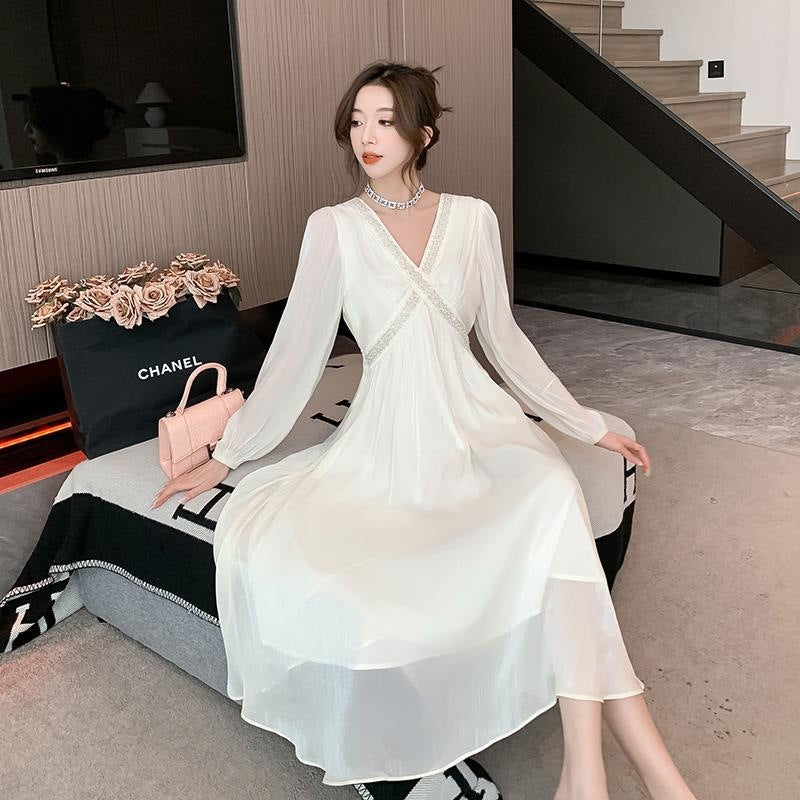 【Dress】キラキラVネックワンピース T01612