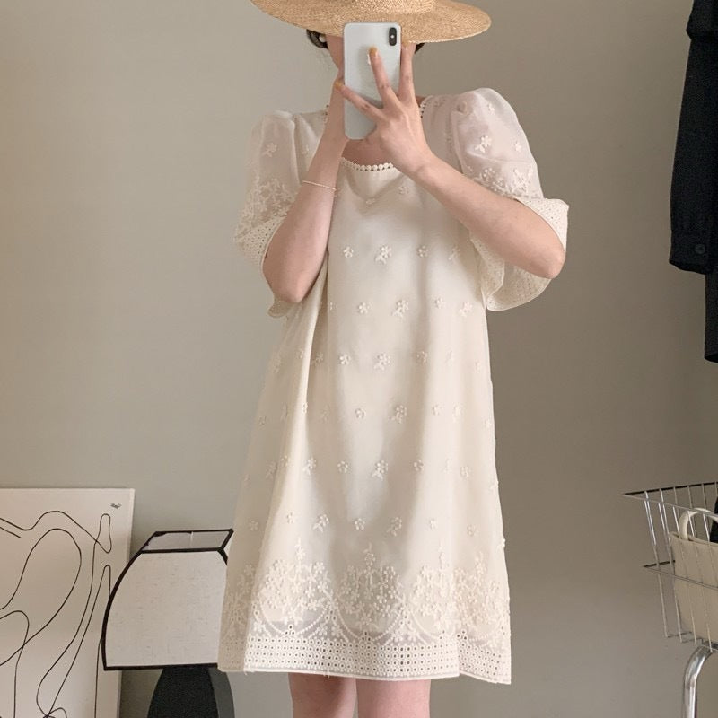 【Dress】花柄パフスリーブワンピース T01377
