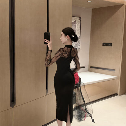 【Dress】レース切替ワンピース　Z7690
