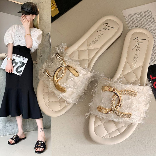 【Shoes】2色展開タッセルスリッパ　W11093