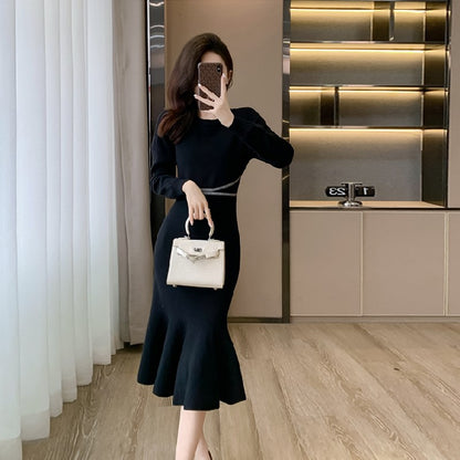 【Dress】マーメイドワンピース黒　Z7834