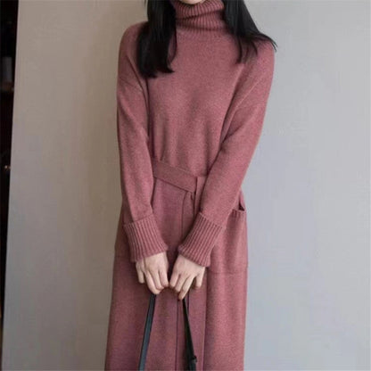 【Dress】4色ハイネックニットワンピース　W9486