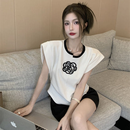 【Tops】不規則ネックラインTシャツ T01461