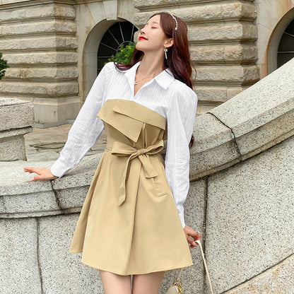 【Dress】切替Aラインシャツワンピース　Z-5850