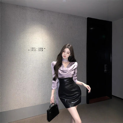 【Dress】フェイクレイヤードワンピース　Z8153