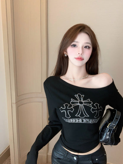 【Tops】ワンショルダー長袖Ｔシャツ　Z8260