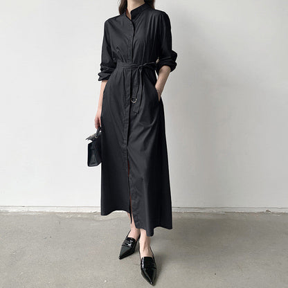 【Dress】高級感～フェミニン春秋ロング丈シャツワンピース    W7659