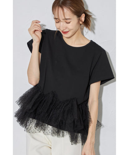 【Tops】スプライスメッシュTシャツ T01671