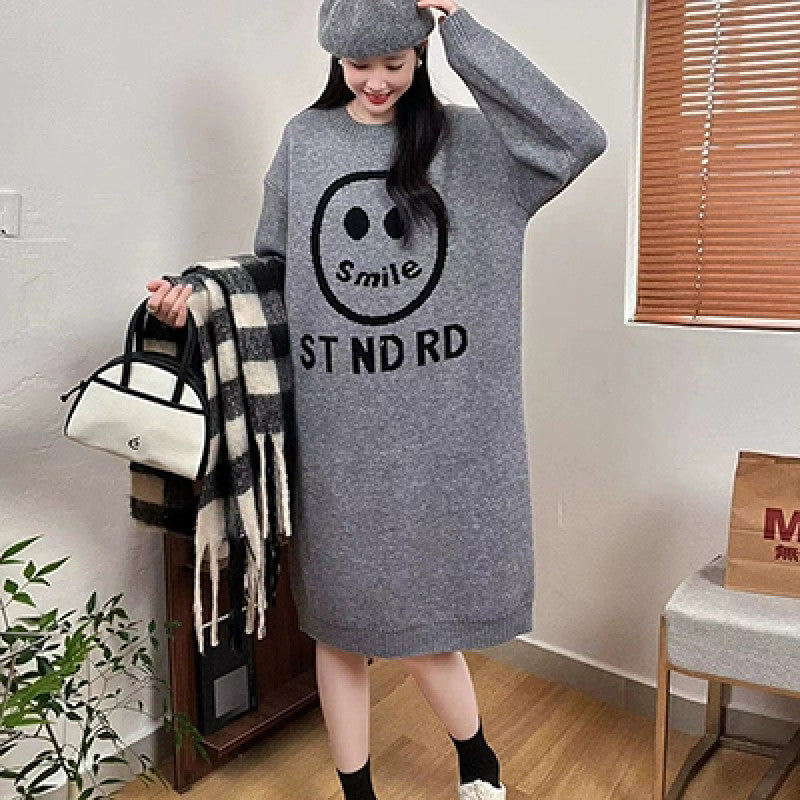 【Dress】新入荷～ニコちゃニットワンピース　Ｗ9756