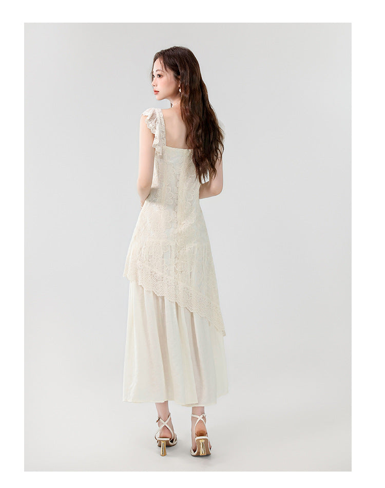 【Dress】レース刺繍イレギュラーロングドレス T01613